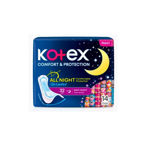 Kotex Comfort & Protection All Night Maxi Night Non Wing 32cm - 14Pads - Image 1