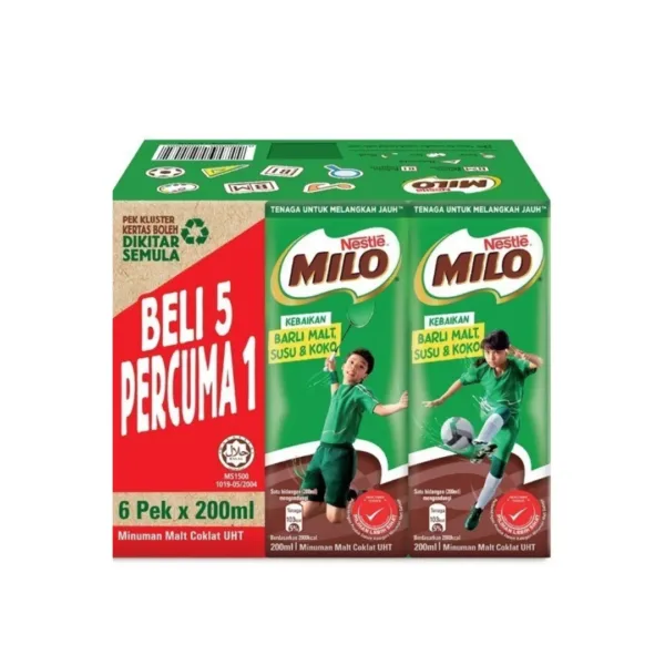 Nestle Milo Malt Coklat UHT 6 x 200ml - Image 1