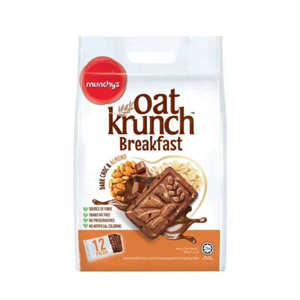 Munchy's Oat Krunch Breakfast Dark Choc & Almond Biscuits - 384g Munchy's Oat Krunch Breakfast Dark Choc & Almond Biscuits - 384g - Image 1
