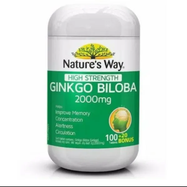 Nature's Way High Strength Ginkgo Biloba 2000mg 100Tablets - Image 1