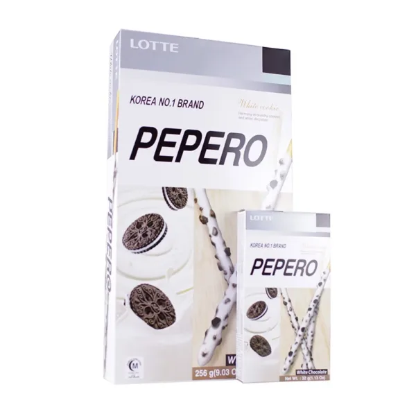 61cl6QMgRFL Lotte White Cookie Pepero White Chocolate 8 Pcs x 32g - Image 1