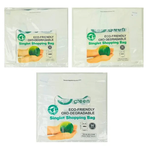 Eco-Friendly Oxo-Degradable Singlet Shopping Bags - 50Pcs Eco-Friendly Oxo-Degradable Singlet Shopping Bags - 50Pcs - Image 1