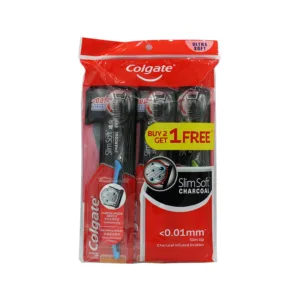 Colgate Slim Soft Charcoal <0.01mm Bristles Ultra Soft Tooth Brush Buy 2 Free 1