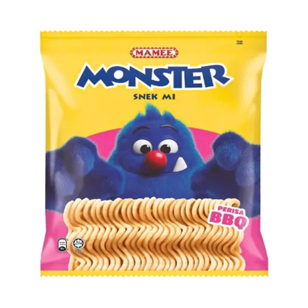 Mamee Monster Snek Mi Noodle Snack Perisa BBQ 10Pcsx25g - Image 1