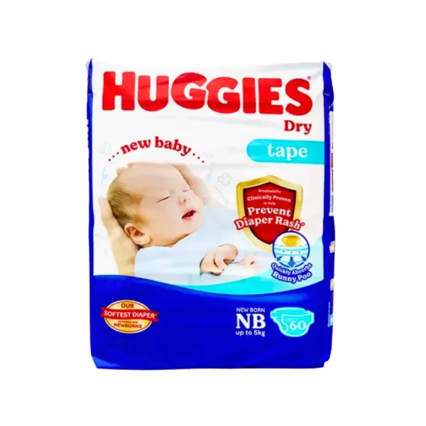 Huggies Dry Tape New Born Up to 5Kg - 58Pcs Huggies Dry Tape New Born Up to 5Kg - 58Pcs - Image 1