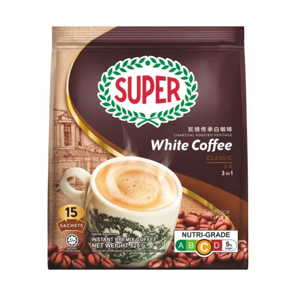 Super Charcoal Roasted White Coffee 3In1 Classic - 15Pcsx40g - Image 1