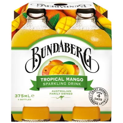 5216459 Bundaberg Tropical Mango Sparkling Drink - 4Pcsx375ml - Image 1