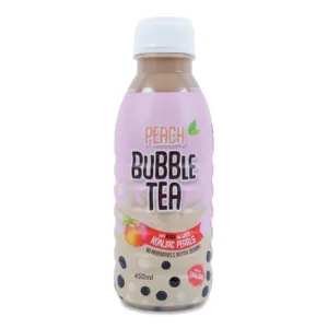 Peach Bubble Tea With Black And White Konjac Pearls 450ml