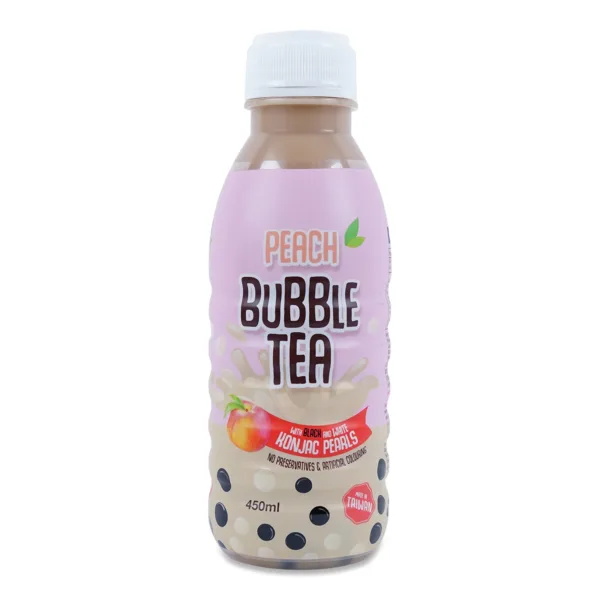 Peach Bubble Tea With Black And White Konjac Pearls 450ml Peach Bubble Tea With Black And White Konjac Pearls 450ml - Image 1