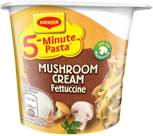 71VpK8oi5kL._AC_UF1000,1000_QL80_ Maggi 5-Minute Psata Mushroom Cream Fettuccine Cup Mee 56g - Image 1