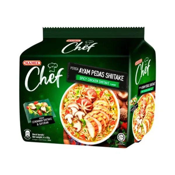 Mamee Chef Perisa Ayam Pedas Shitake Flavour Instant Noodles - 4x78g - Image 1