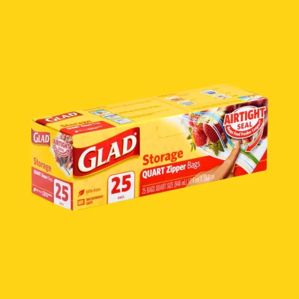Glad Airtight Seal Storage Quart Zipper Bags 25Pcs (17.4cmx19.3cm) Glad Airtight Seal Storage Quart Zipper Bags - 25Pcs (17.4cmx19.3cm) - Image 1