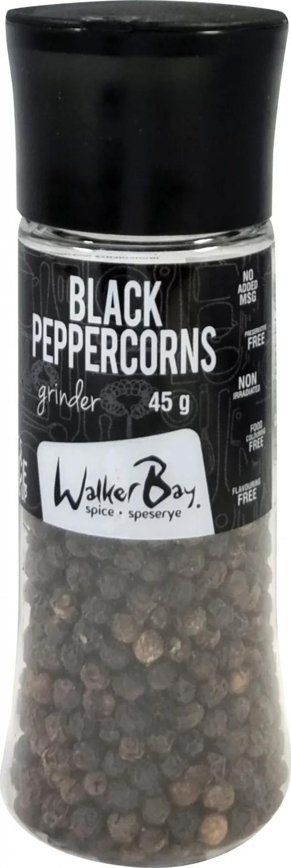 Walker Bay Black Peppercorns Grinder 45g - Image 1