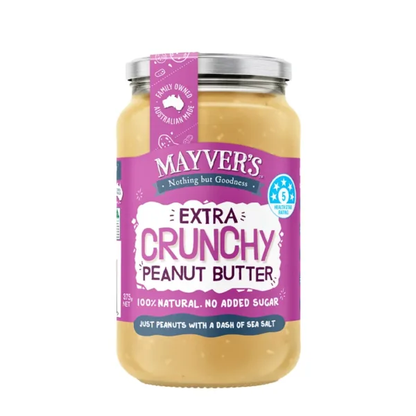 Mayver's Extra Crunchy Peanut Butter - 375g - Image 1