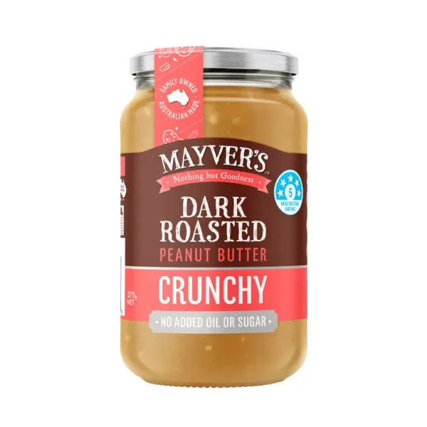 Mayver's Dark Roasted Peanut Butter Crunchy - 375g - Image 1