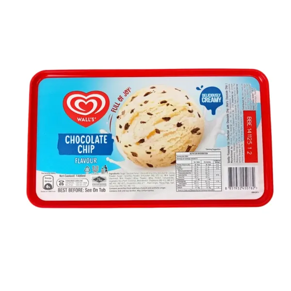 Walls Deliciously Chocolate Chip Ice Cream - 1.5L Walls Deliciously Creamy Chocolate Chip Flavour Ice Cream - 1.5L - Image 1