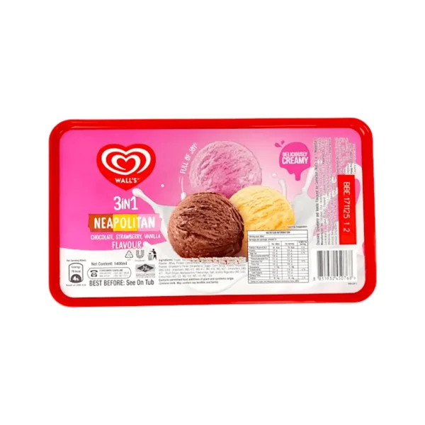 Walls 3in1 Neapolitan Chocolate,Strawberry,Vannilla Flavour - 1.5L Walls 3in1 Neapolitan Chocolate,Strawberry,Vannilla Flavour - 1.5L - Image 1