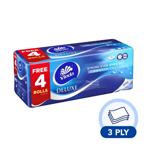Untitled design - 2025-01-31T170522.173 Vinda Deluxe Smooth Feel Toilet Tissue 3 Ply (16 Rolls x 250s) 4000 Sheets - Image 1