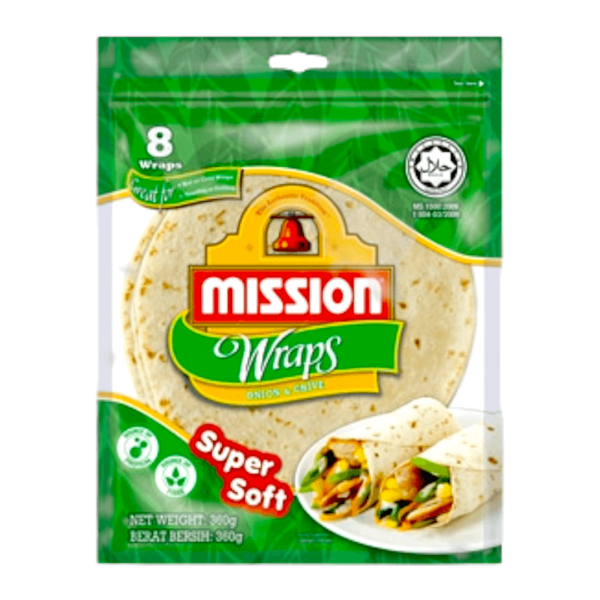 Mission Wraps Onion & Chive Super Soft 360g Mission Wraps Onion & Chive Super Soft 8 pieces 360g - Image 1