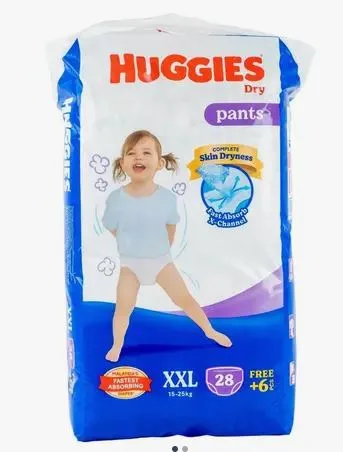 Huggies Dry Pants Diapers XXL 15-25Kg 28 +Free 6pcs Huggies Dry Pants Diapers XXL 15-25Kg : 28 +Free 6pcs - Image 1