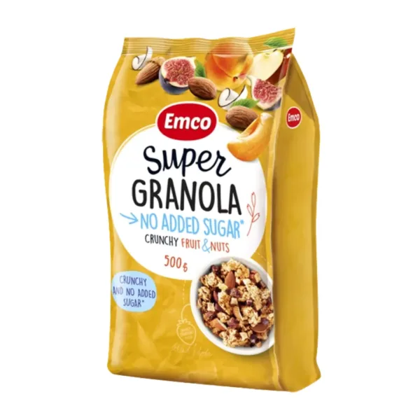 Emco Super Granola No Added Sugar Crunchy Fruits & Nuts - 500g - Image 1