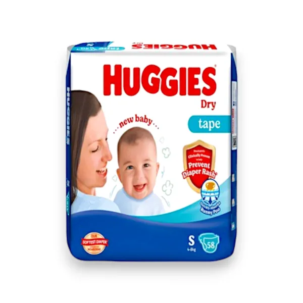 Huggies Dry  Tape Diapers S 4-8Kg 58Pcs - Image 1