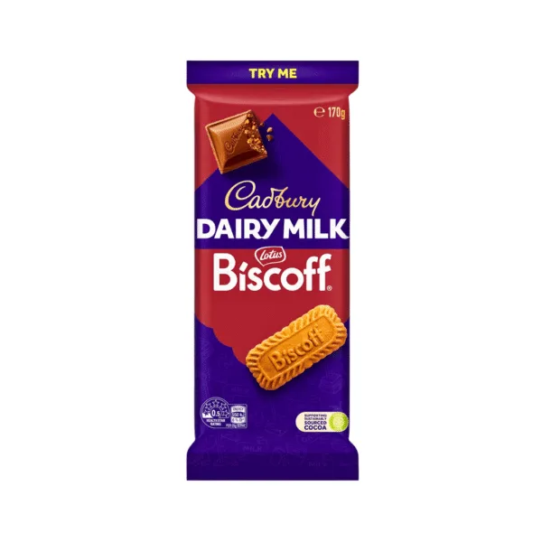 Cadbury Dairy Milk Lotus Biscoff Chocolate Bar - 170g - Image 1