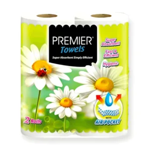 Premier Towels Super Absorbent Simply Efficient With Air Pocket 2 Rolls