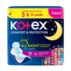 Kotex Comfort & Protection Maxi Night Wing Value Pack [32cm] - 3x12Pads