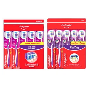 Colgate Toothbrush Zig Zag Antibac Medium & Soft - 5Pcs