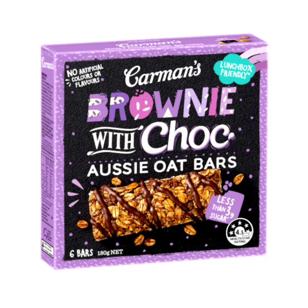 Carman's Brownie With Choc Aussie Oat Bars 6 Pack 180g - Image 1