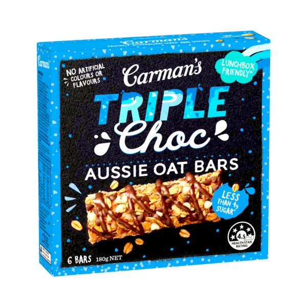 Carman's Triple Choc Aussie Oat Bars 6 Bars 180g Carman's Triple Choc Aussie Oat Bars 6 Bars 180g - Image 1