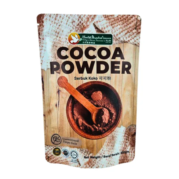 Health Paradise Organic Pure Cocoa Unsweetened Powder - 200g - Image 1