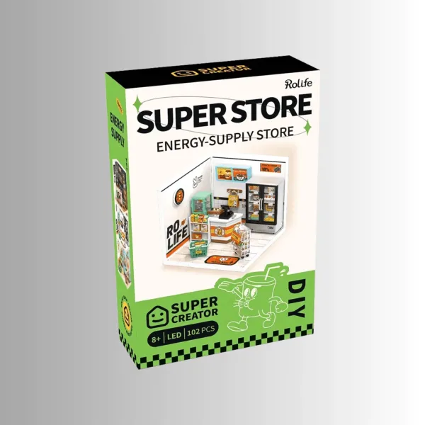Rolife Super Creator Energy Supply Store Plastic DIY Miniature House With LED - DW002 - Image 1