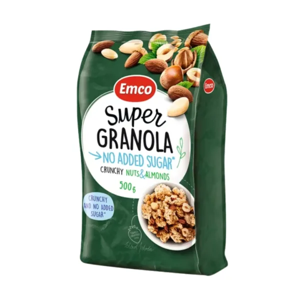 Emco Super Granola No Added Sugar Crunchy Nuts & Almonds - 500g - Image 1