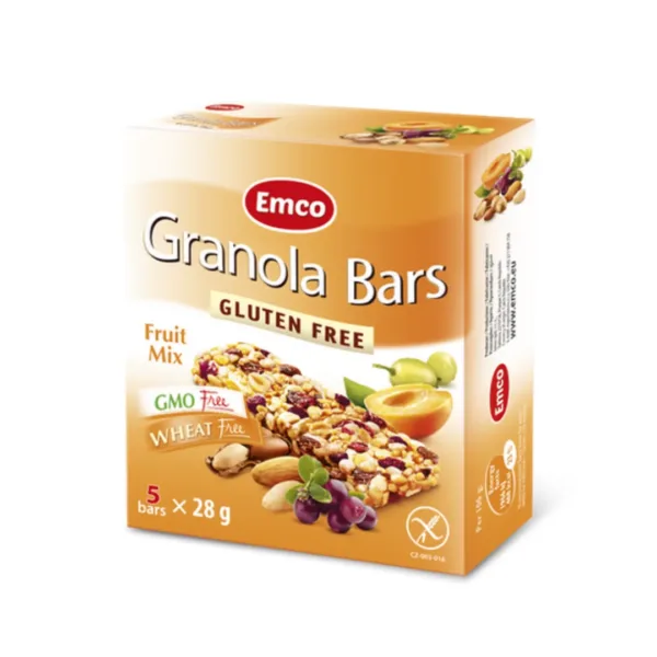 Emco Granola Bars Gluten Free Fruit Mix 5Pcsx28g - 140g Emco Granola Bars Gluten Free Fruit Mix 5Pcsx28g - 140g - Image 1
