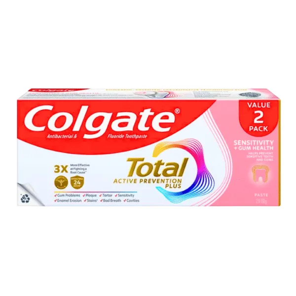 Colagte Total Active Prevention Plus Sensitivity+Gum Health Toothpaste - 2x150g Colagte Total Active Prevention Plus Sensitivity+Gum Health Toothpaste - 2x150g - Image 1