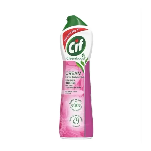 Cif Cleanboost Cream Pink Removes 100% of The Toughest Dirt 100% Natural Cleaning Particles - 500ml Cif Cleanboost Cream Pink Removes 100% of The Toughest Dirt 100% Natural Cleaning Particles - 500ml - Image 1
