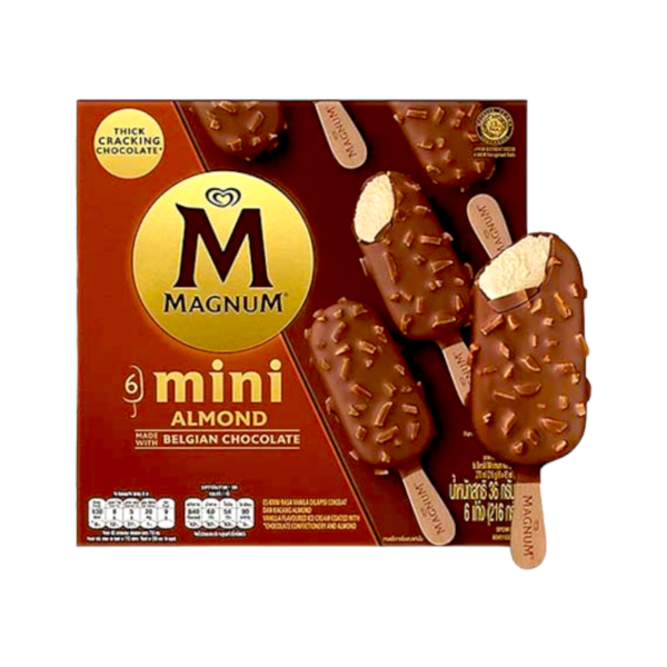 Magnum Mini Almond Made With Belgian Chocolate Ice Cream 6Pcsx45ml ...