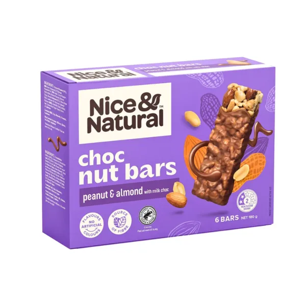 1 Nice & Natural Chocolate Nut Bar Peanut & Almond 6Bars - 180g - Image 1