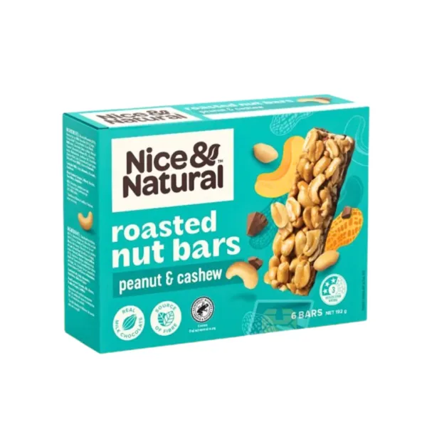 2 Nice & Natural Roasted Nut Bars Peanut & Cashew 6Bars - 192g - Image 1