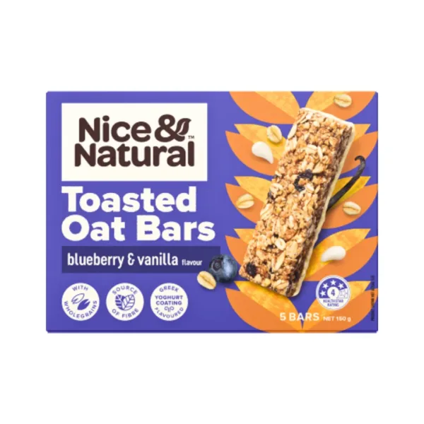 Nice & Natural Toasted Oat Bars Blueberry & Vanilla - 150g Nice & Natural Toasted Oat Bars Blueberry & Vanilla - 150g - Image 1
