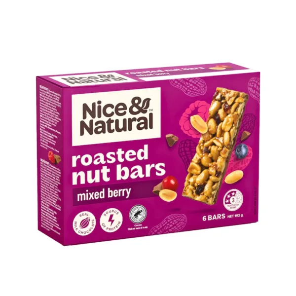 Nice & Natural Roasted Nut Bars Mixed Berry 6Bars - 192g - Image 1