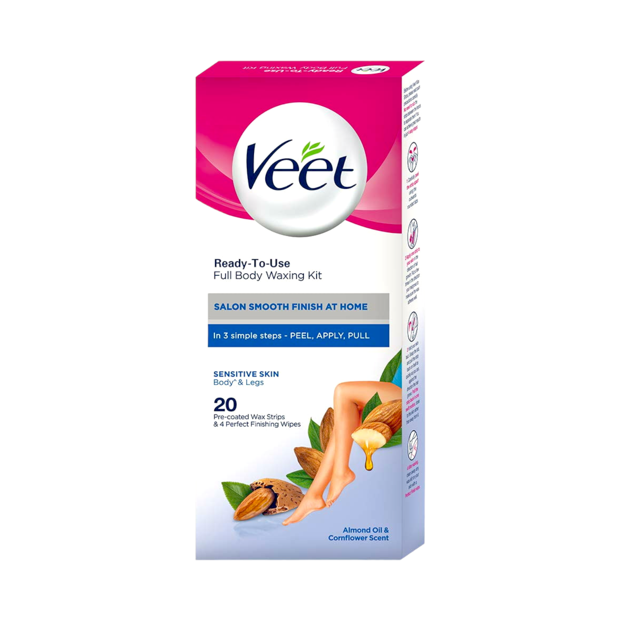 Veet Full Body Wax Strips Sensitive Skin Body & Legs Almond Oil ...