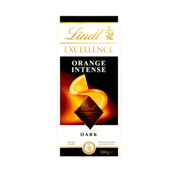 Lindt Excellence Intense Orange Dark Chocolate With Almond Slivers Bar 100g Lindt Excellence Intense Orange Dark Chocolate With Almond Slivers Bar 100g - Image 1
