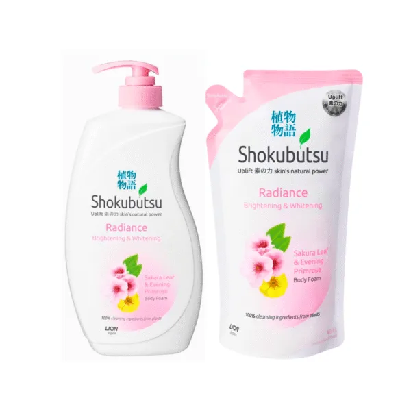 Shokubutsu Radiance Brightening & Whitening Sakura Leaf & Evening Primrose Body Foam - Image 1