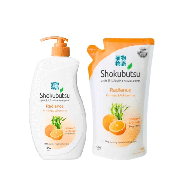 Shokubutsu Radiance Firming & Whitening , Seaweed & Orange Body Foam Body Wash - Image 1