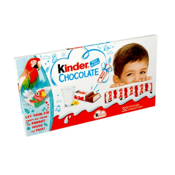 Kinder Chocolate Rich In Milk 32 Individually Wrapped Bars (4 Kinder Chocolate Packs x 100g) 400g - Image 2
