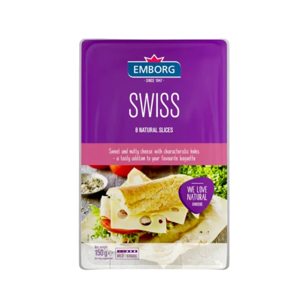 Emborg Sliced Swiss Cheese 150g Emborg Sliced Swiss Cheese 150g - Image 1