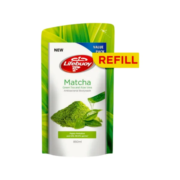 Lifebuoy Matcha Green Tea & Aloe Vera Anti-Bacterial Body Wash Refill 850ml - Image 1